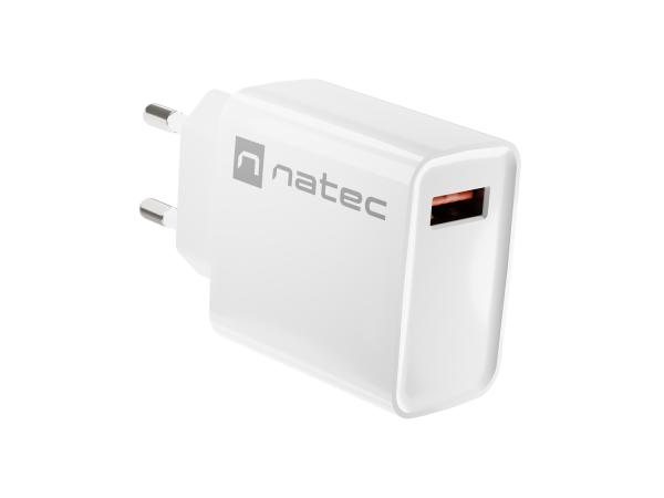 Univerzálna nabíjačka Natec RIBERA 18W 1X USB-A, biela 