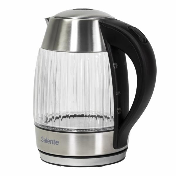 Salente StripeGlass, rýchlovarná kanvica 1, 8 l, nerez/ sklenená, červené podsvietenie 