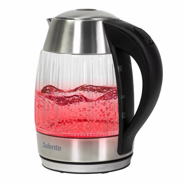 Salente StripeGlass, rýchlovarná kanvica 1, 8 l, nerez/ sklenená, červené podsvietenie 