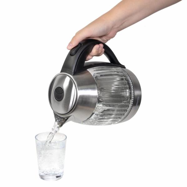 Salente StripeGlass, rýchlovarná kanvica 1, 8 l, nerez/ sklenená, červené podsvietenie 