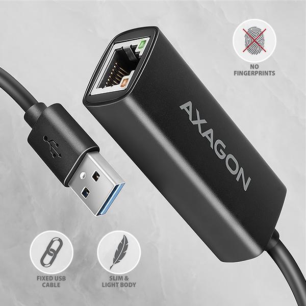 AXAGON ADE-AR, USB-A 3.2 Gen 1 - Gigabit Ethernet sieťová karta, Realtek 8153, auto inštal 