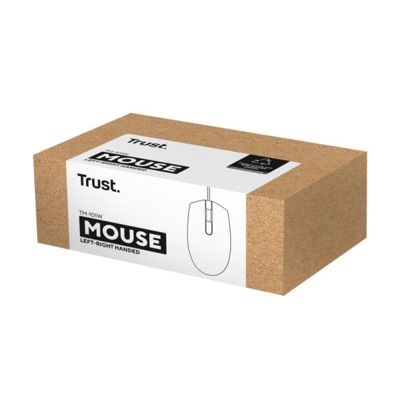 Trust TM-101W/ Kancelárska/ Optická/ 1 200 DPI/ Drôtová USB/ Biela 
