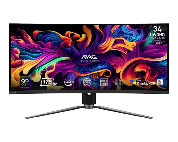 MSI MAG/ 341CQP/ 34"/ QD-OLED/ wQHD/ 175Hz/ 0, 03ms/ Čierna/ 3R