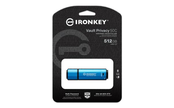 Kingston Ironkey Vault Privacy 50C/ 512GB/ USB 3.2/ USB-C/ Modrá 