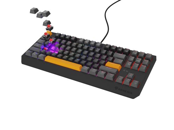 Genesis herná klávesnica THOR 230/ TKL/ RGB/ Outemu Red/ Drôtová USB/ US layout/ Anchor Positive Šedá 
