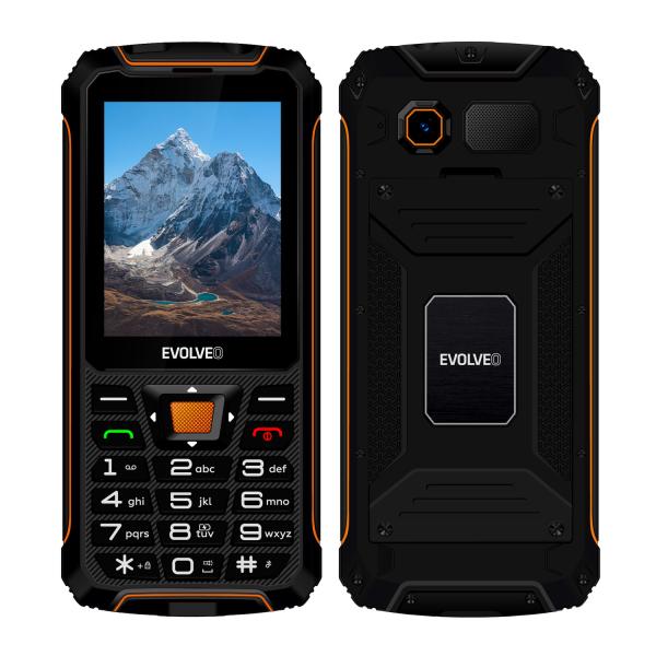 EVOLVEO StrongPhone Z6, IP68 odolný Dual SIM telefón, 2, 8" LCD, 4000mAh, Powerbanka, čierno-oranžový