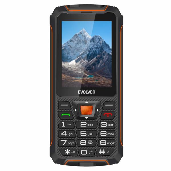 EVOLVEO StrongPhone Z6, IP68 odolný Dual SIM telefón, 2, 8" LCD, 4000mAh, Powerbanka, čierno-oranžový 