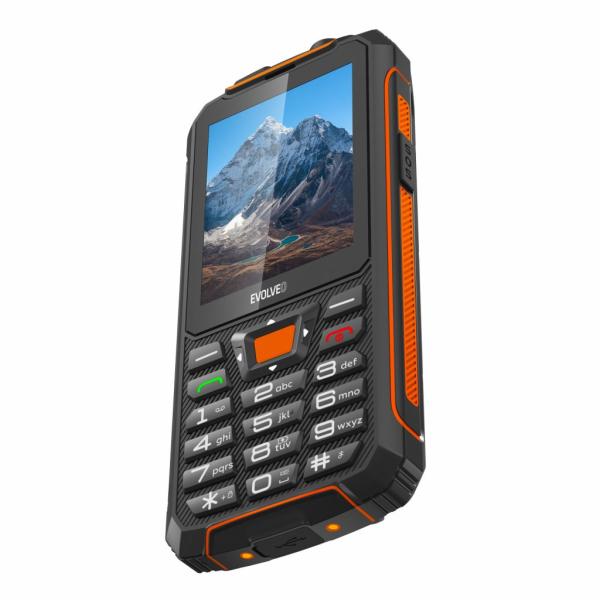 EVOLVEO StrongPhone Z6, IP68 odolný Dual SIM telefón, 2, 8" LCD, 4000mAh, Powerbanka, čierno-oranžový 