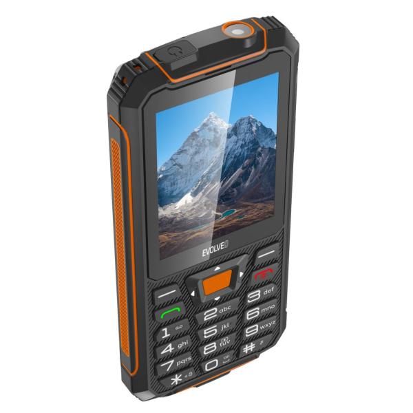 EVOLVEO StrongPhone Z6, IP68 odolný Dual SIM telefón, 2, 8" LCD, 4000mAh, Powerbanka, čierno-oranžový 