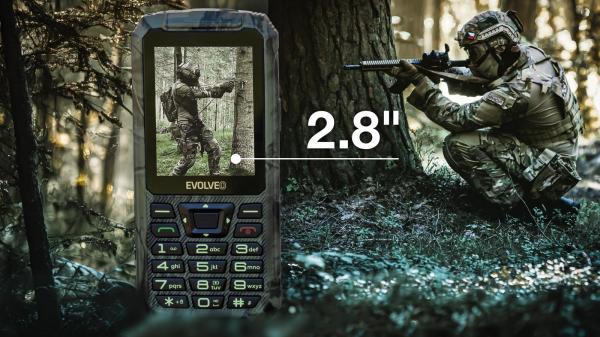 EVOLVEO StrongPhone Z6, IP68 odolný Dual SIM telefón, 2, 8" LCD, 4000mAh, Powerbanka, lovec. kamufláž 