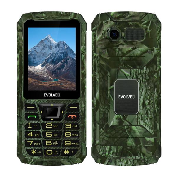 EVOLVEO StrongPhone Z6, IP68 odolný Dual SIM telefón, 2, 8" LCD, 4000mAh, Powerbanka, lovec. kamufláž