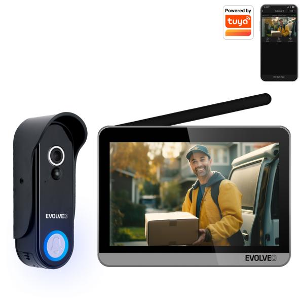 EVOLVEO DoorPhone W7, Sada domáceho bezdrôtového videotelefónu s WiFi čierny strieborný monitor
