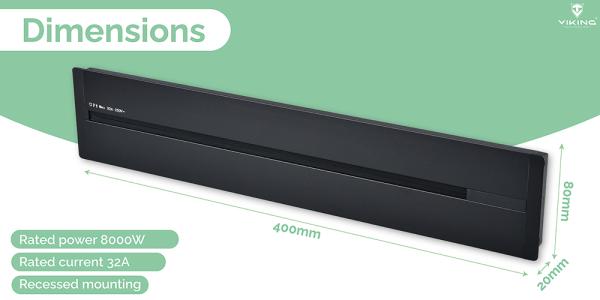 Zásuvková lišta - zápustná Viking LZ40B/ 230V, 50Hz/ 40cm dĺžka/ čierna/ až 5 modulov/ IP20/ hliník/ zápustná 