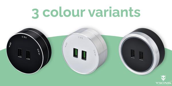 Zásuvkový modul Viking A50B, čierna/ výstupy - 1xUSB-A/ výkon až 2500W/ 230V, 16A, 50Hz 