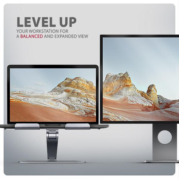 AXAGON STND-LQ hliníkový HQ stojan na notebook 10"-17.3" nastaviteľná výška a uhol, šedý 