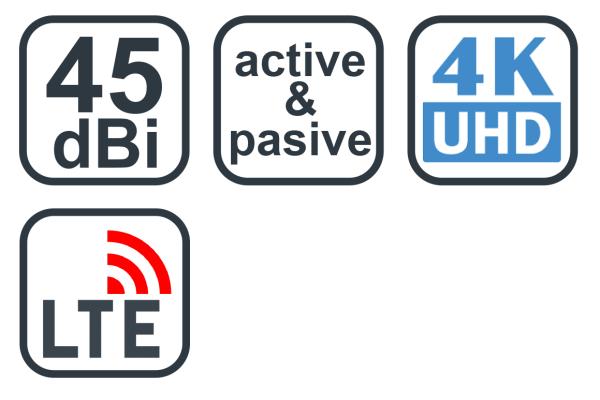 EVOLVEO Xany 2A, 230/ 5V, aktívna izbová anténa FM/ DAB+/ DVB-T2, filter LTE, 4G, 5G 