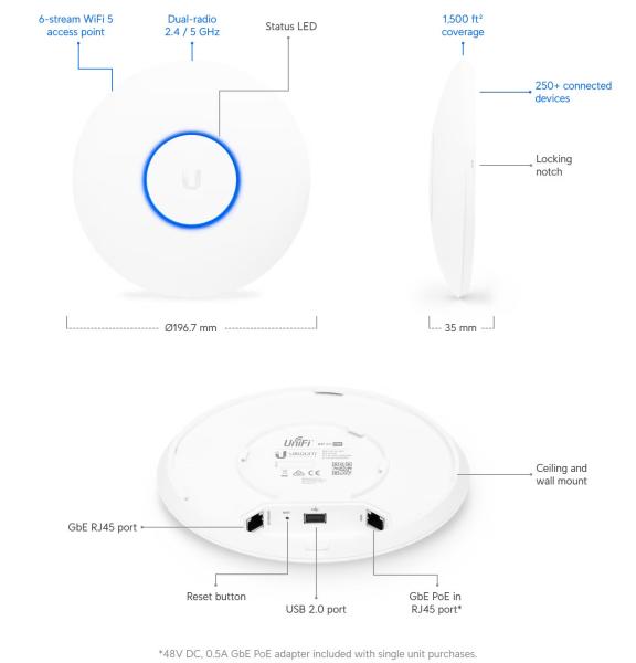 Ubiquiti UAP-AC-PRO - UniFi AP AC PRO 2, 4 GHz/ 5 GHz 