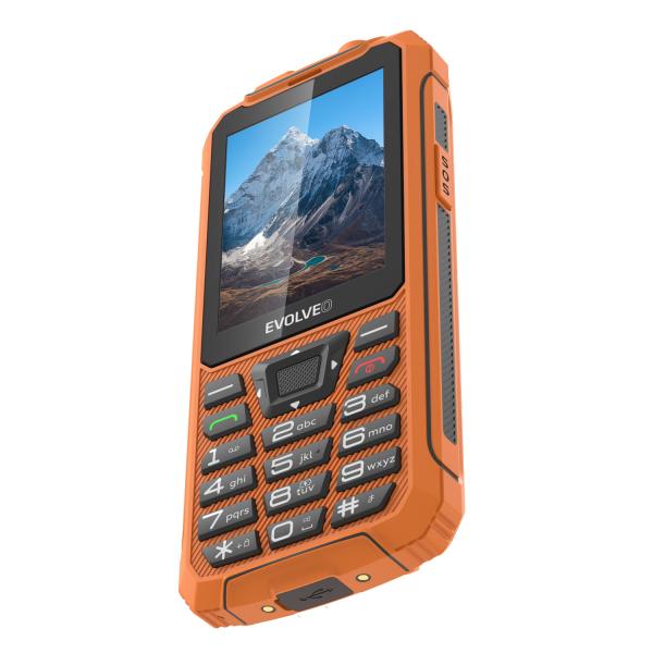 EVOLVEO StrongPhone Z6, IP68 odolný Dual SIM telefón, 2, 8" LCD, 4000mAh, Powerbanka, , oranžový 