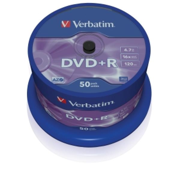 VERBATIM DVD+R(50-Pack), Spindl/ MattSlvr/ 16x/ 4.7GB