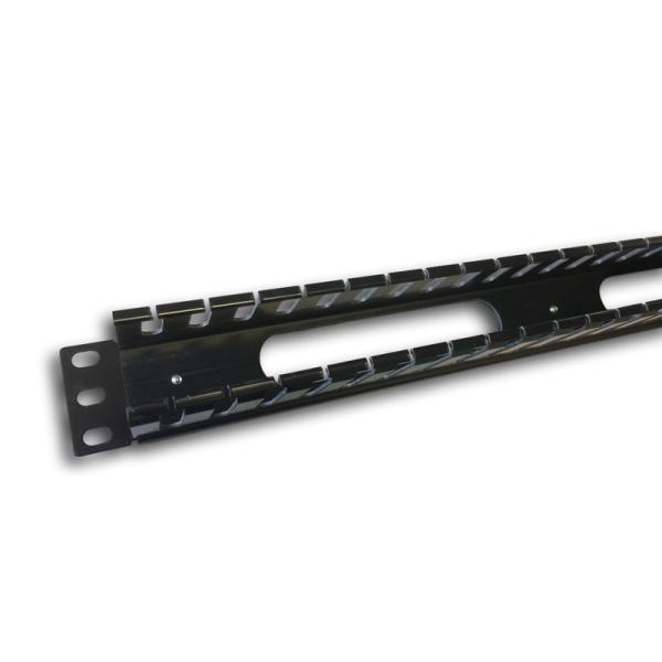 19" vyväzovací panel 1U jednostr.plast.lišta (BK) 