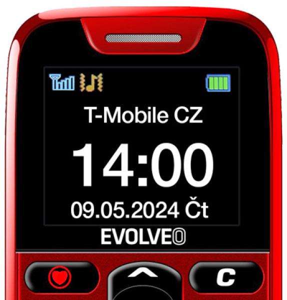 EVOLVEO EasyPhone, mobilný telefón pre seniorov s nabíjacím stojanom, červená 