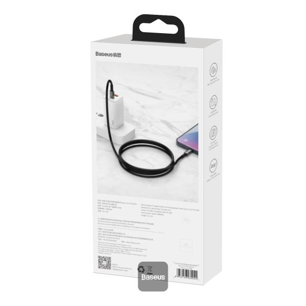 Baseus dátový kábel Tungsten Gold USB-C/ USB-C 2m 100W čierny 