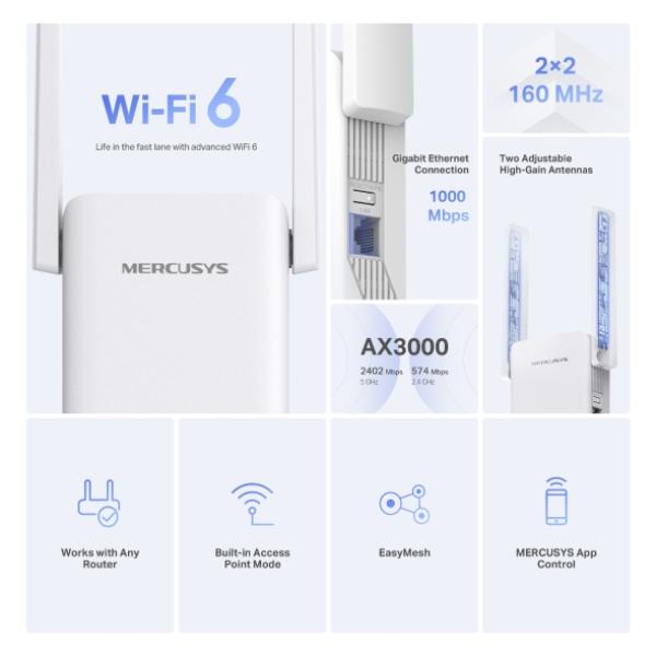 Mercusys ME80X AX1800 Wi-Fi Range Extender 