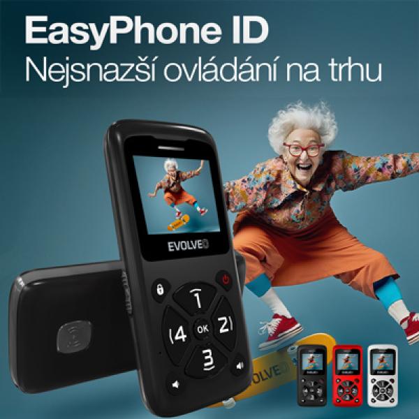 EVOLVEO EasyPhone ID, mobilný telefón pre seniorov, červená 