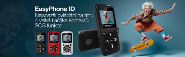 EVOLVEO EasyPhone ID, mobilný telefón pre seniorov, červená 