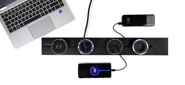 Zásuvkový modul Viking A50B, čierna/ výstupy - 1xUSB-A/ výkon až 2500W/ 230V, 16A, 50Hz 
