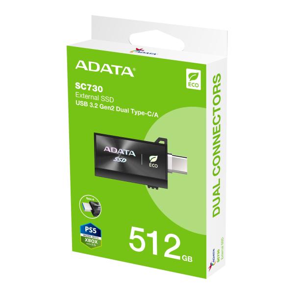 ADATA SC730/ 512GB/ SSD/ Externý/ Čierna/ 5R 