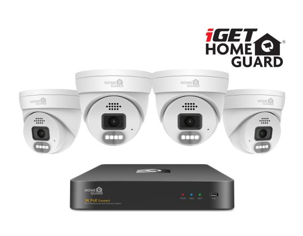 iGET HGNVK84804 - kamerový PoE set, 2K rozlíšenie, 8CH NVR + 4x kamera so zvukom, IR + LED, CZ app 