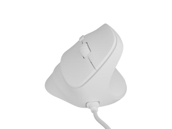 Vertikálna myš Natec CRAKE 2 PRO/ Vertikálna/ Optická/ Pre pravákov/ 12 400 DPI/ Drôtové USB-A/ Biela 