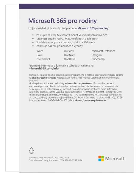 Microsoft 365 Personal FY25H2 Mac/ Win, 1 rok, CZ 