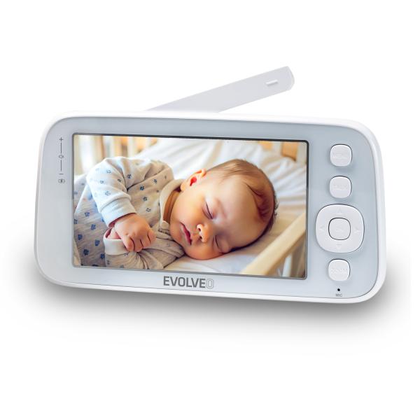 EVOLVEO Baby Monitor N5 - Set videoopatrovateľky s 360 ° dohľadom, obojsmernou komunikáciou a uspávankami,  