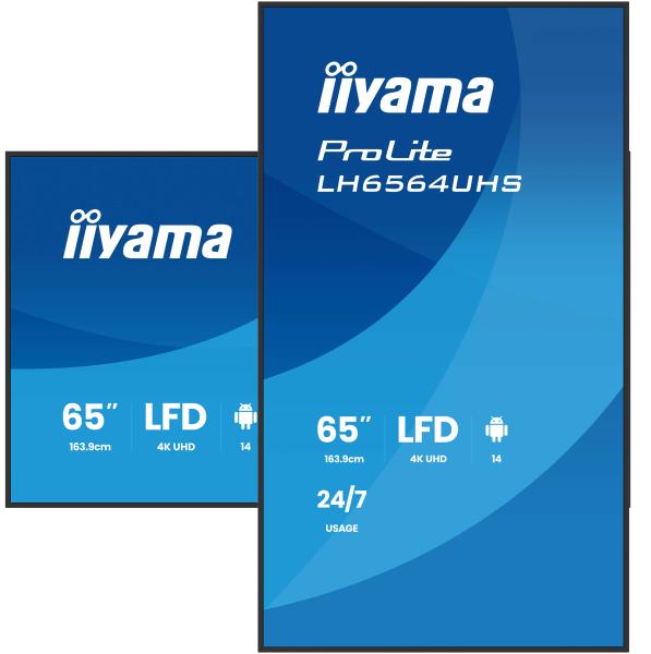 65" iiyama LH6564UHS-B1AG:VA, 4K UHD, Android, 24/ 7 