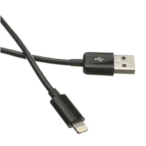 Kábel C-TECH USB 2.0 Lightning (IP5 a vyšší) nabíjací a synchronizačný kábel, 1m, čierny