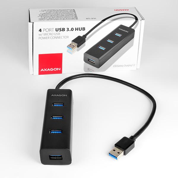 AXAGON HUE-S2B, 4x USB 3.0 CHARGING hub, micro USB napr. konektor, kábel USB-A 30cm 