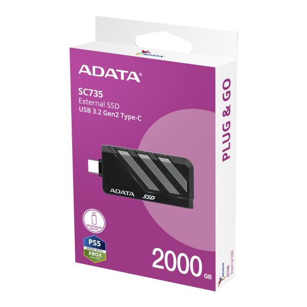 ADATA SC735/ 2TB/ SSD/ Externý/ Sivá/ 5R 