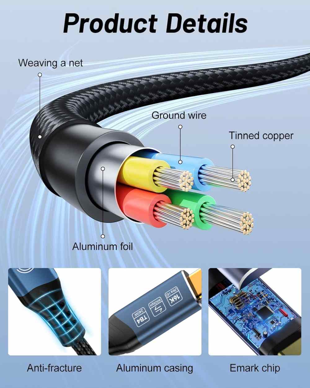 PremiumCord USB4™ Version2.0 80Gbps 16K@60Hz 240W Thunderbolt 3 a 4 kábel 1, 5m 