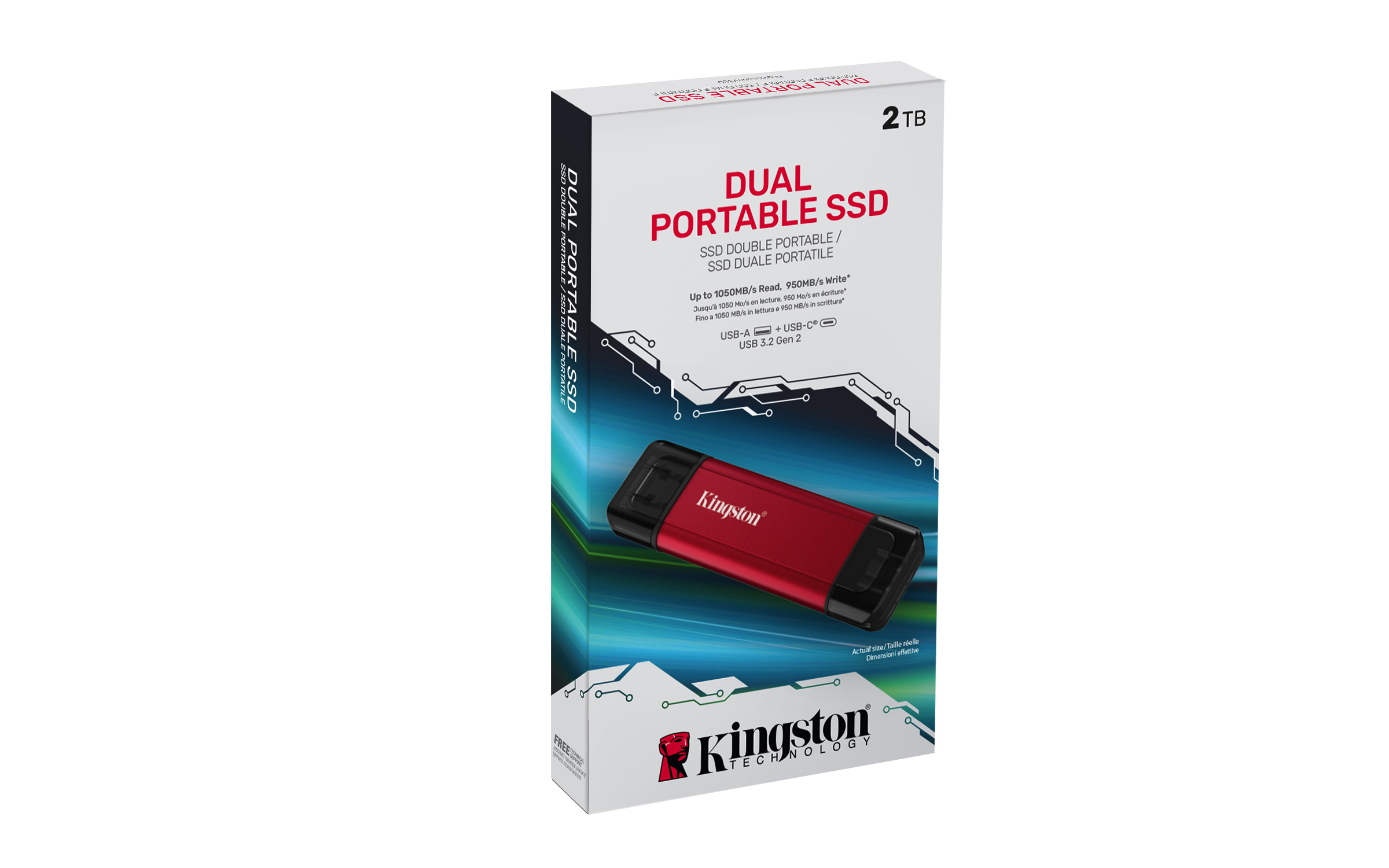 Kingston Dual Portable/ 2TB/ SSD/ Externá/ Červená/ 5R 