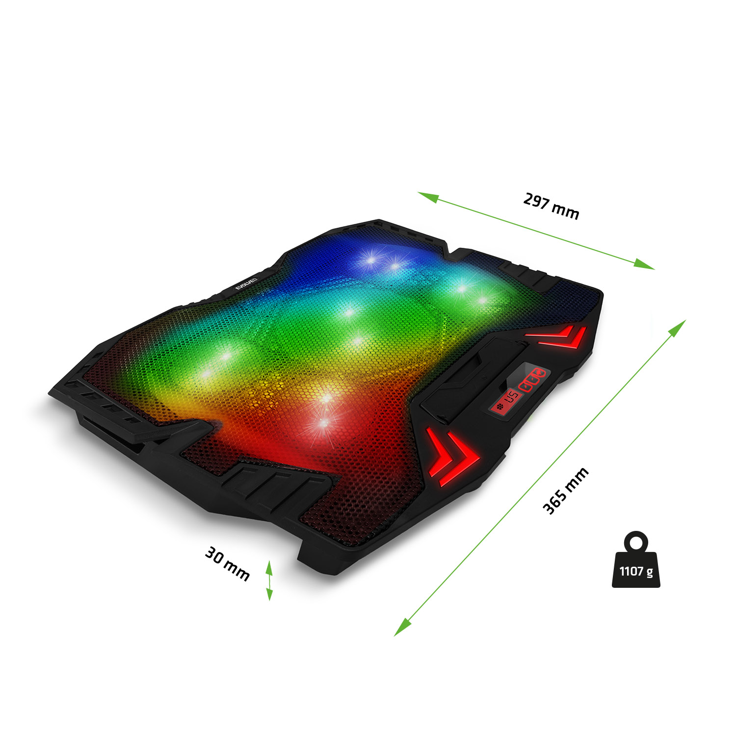 EVOLVEO Ania 5RGB, chladiaca podložka pre notebook do 15, 6", 5x ventilátor, RGB podsvietenie 