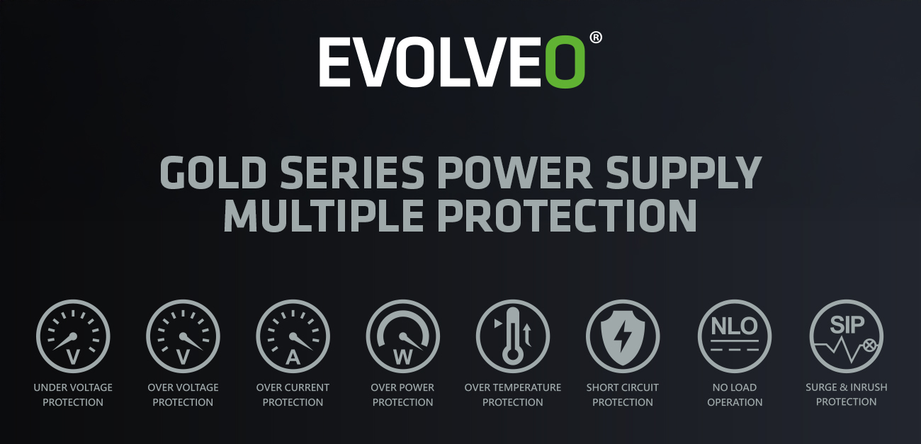 EVOLVEO G750, 750W, ATX3.1, 14cm, aPFC, 80+GOLD, 3YRW 