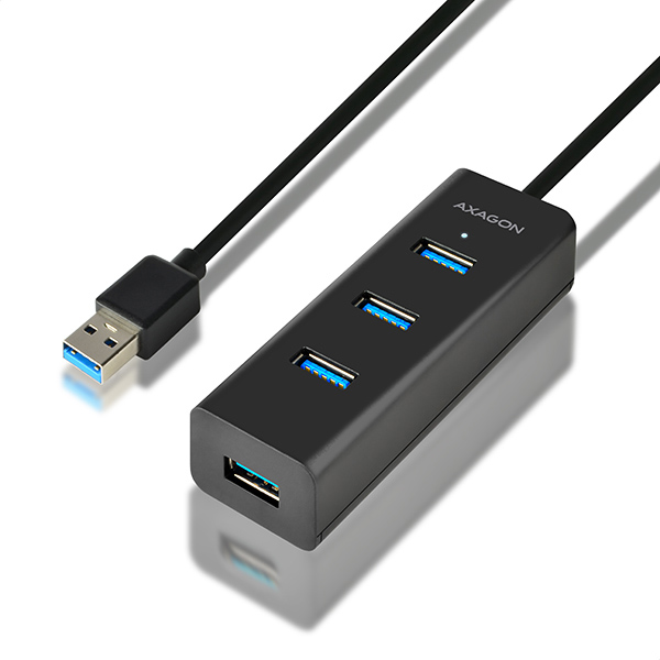 AXAGON HUE-S2BL, 4x USB 3.0 CHARGING hub, micro USB napr. konektor, kábel USB-A 1.2m 