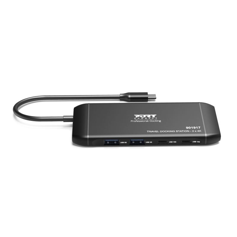 PORT CONNECT Cestovná dokovacia stanica USB-C, 2×4K, 7portov, PD100W 