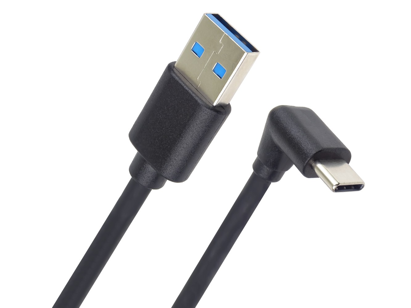 PremiumCord USB C-USB A, zahnutý, čierny, 50 cm 
