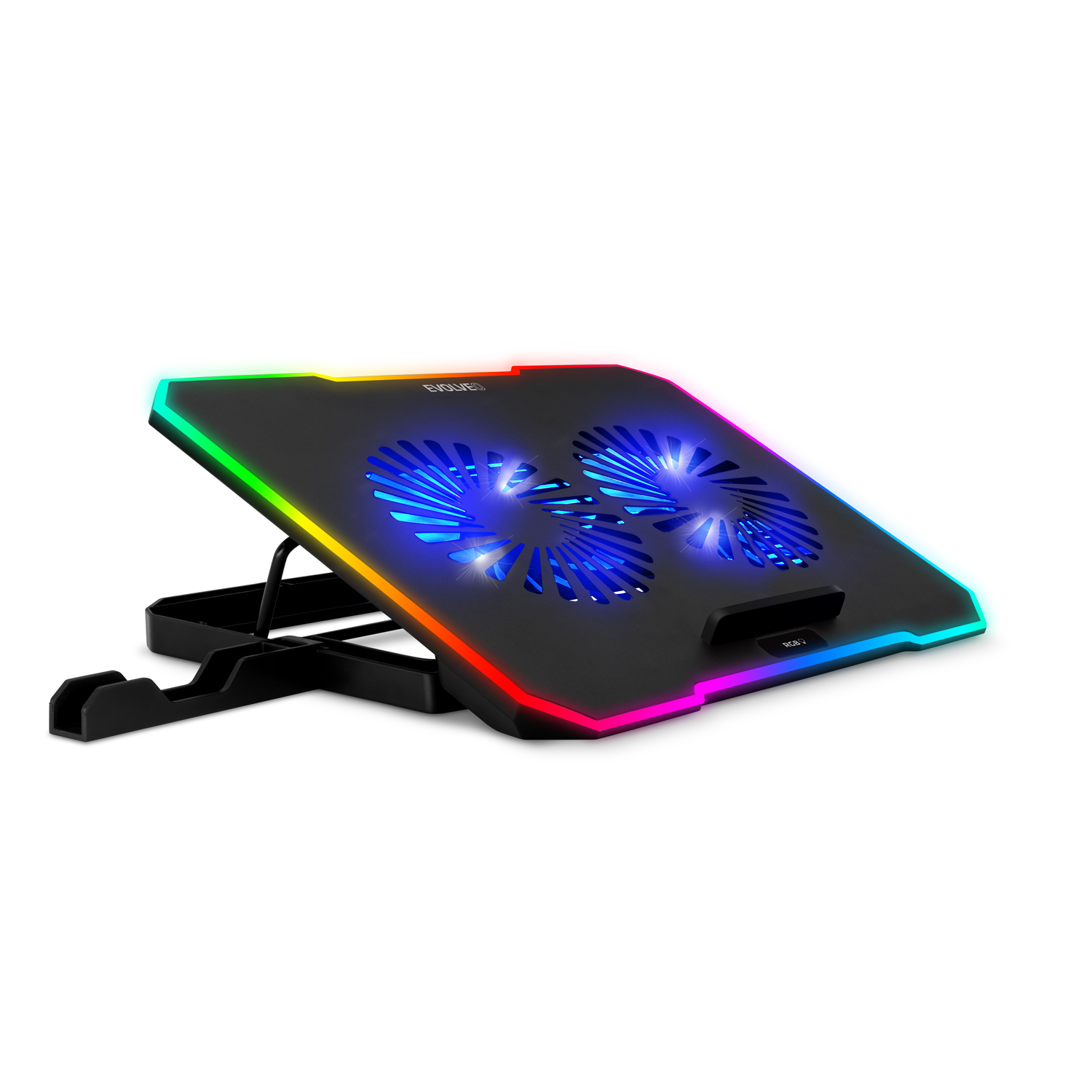 EVOLVEO CoolPro, chladiaca podložka pod notebook do 17", 2x ventilátor, RGB podsvietenie 