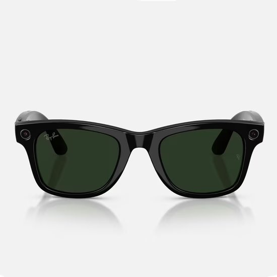 Meta Ray-Ban Gen2 Wayfarer, Shiny Black, Green transitions (Large) 