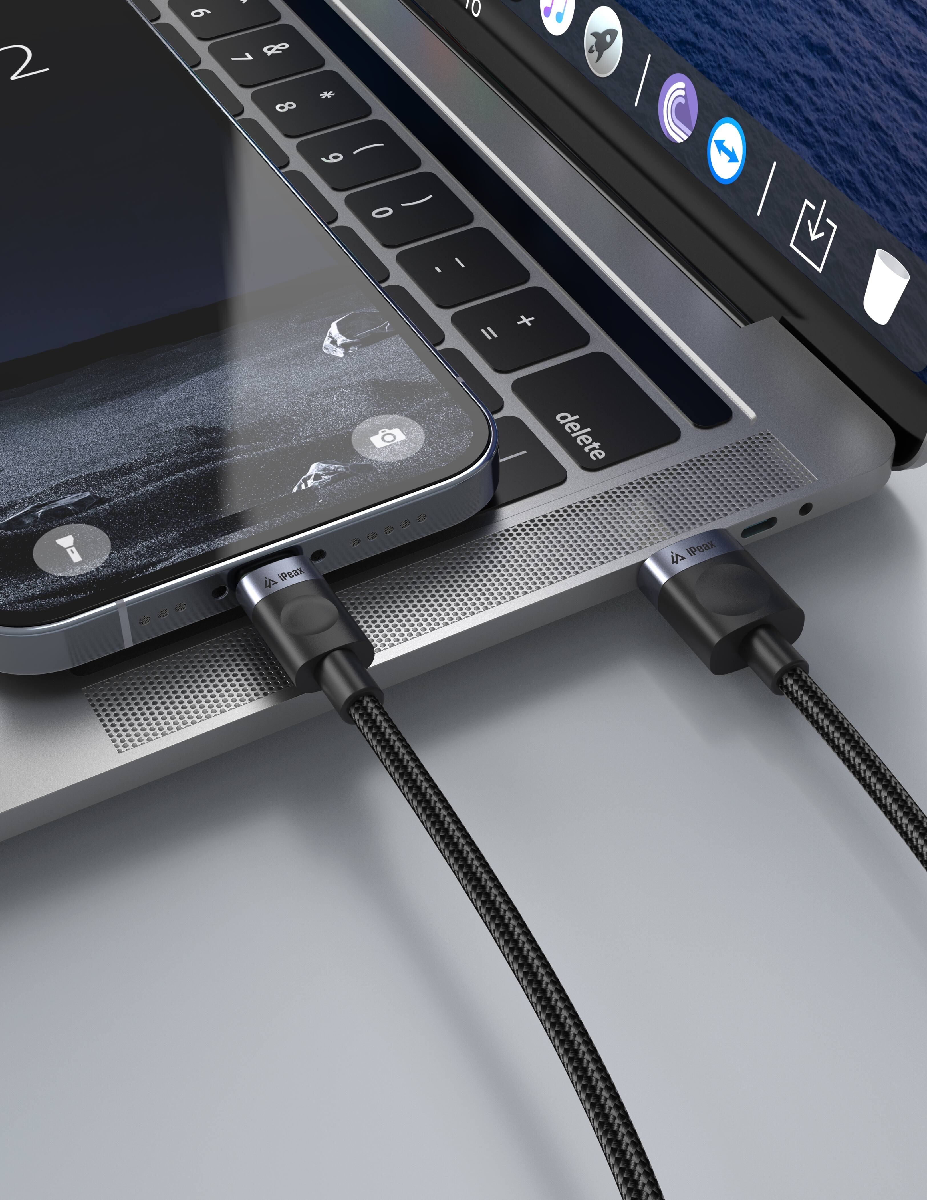 TEXTILNÝ KÁBEL USB-A / USB-C 1, 5M, USB 2.0 ČIERNY 