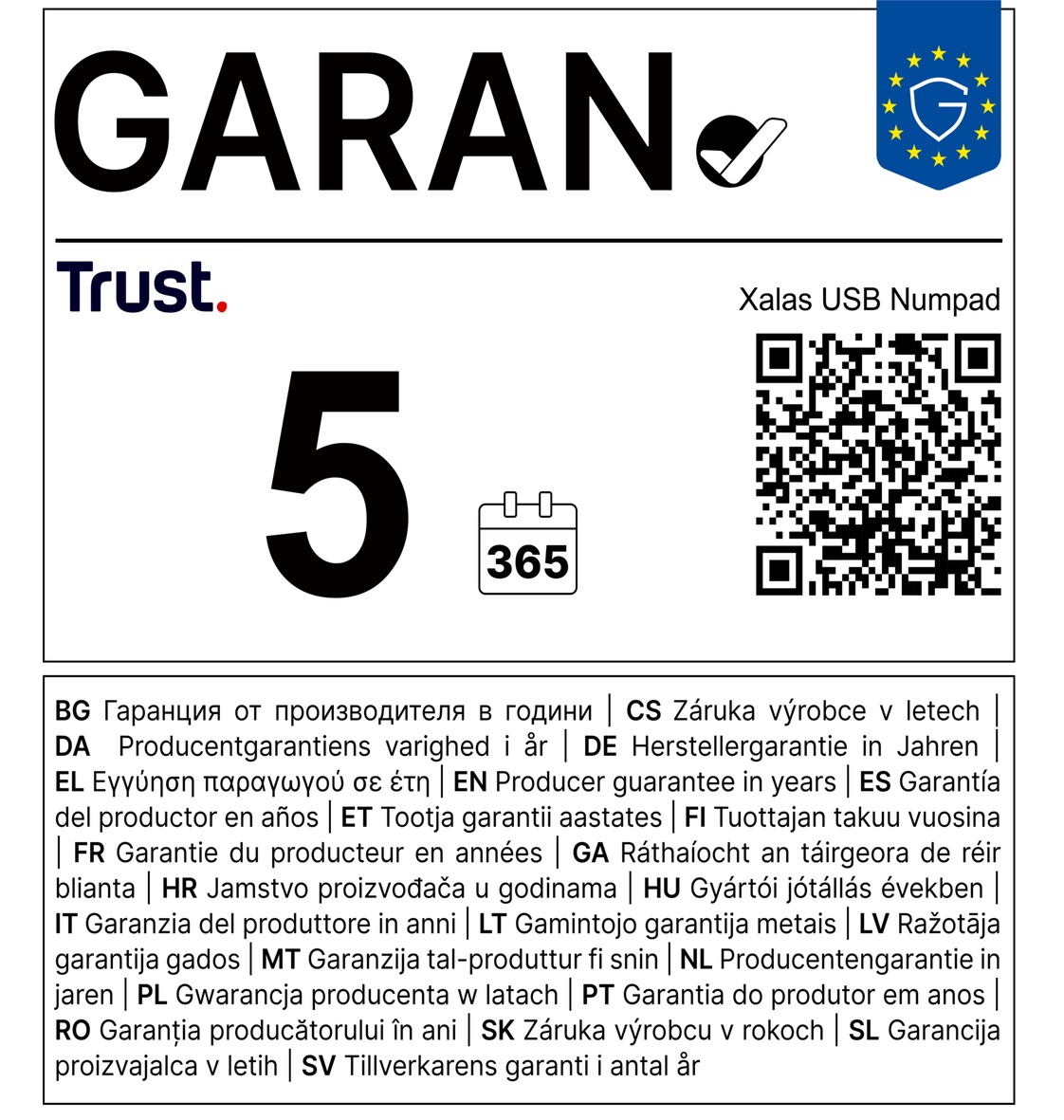 TRUST XALAS USB NUMPAD 